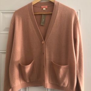 Jcrew cashmere patch-pocket cardigan blush NWT